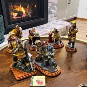 Vintage Firefighter Figurine Collection Red Hats of Courage Little Golden Book